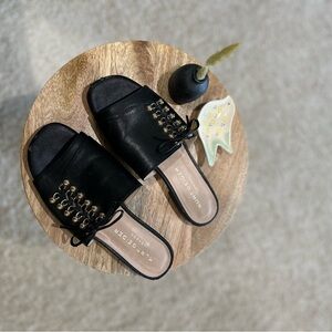 Kurt Geiger Used Black and Gold Mules